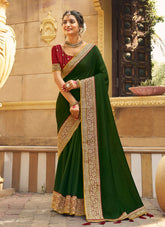 Superlative Saree in Dark Green Colour